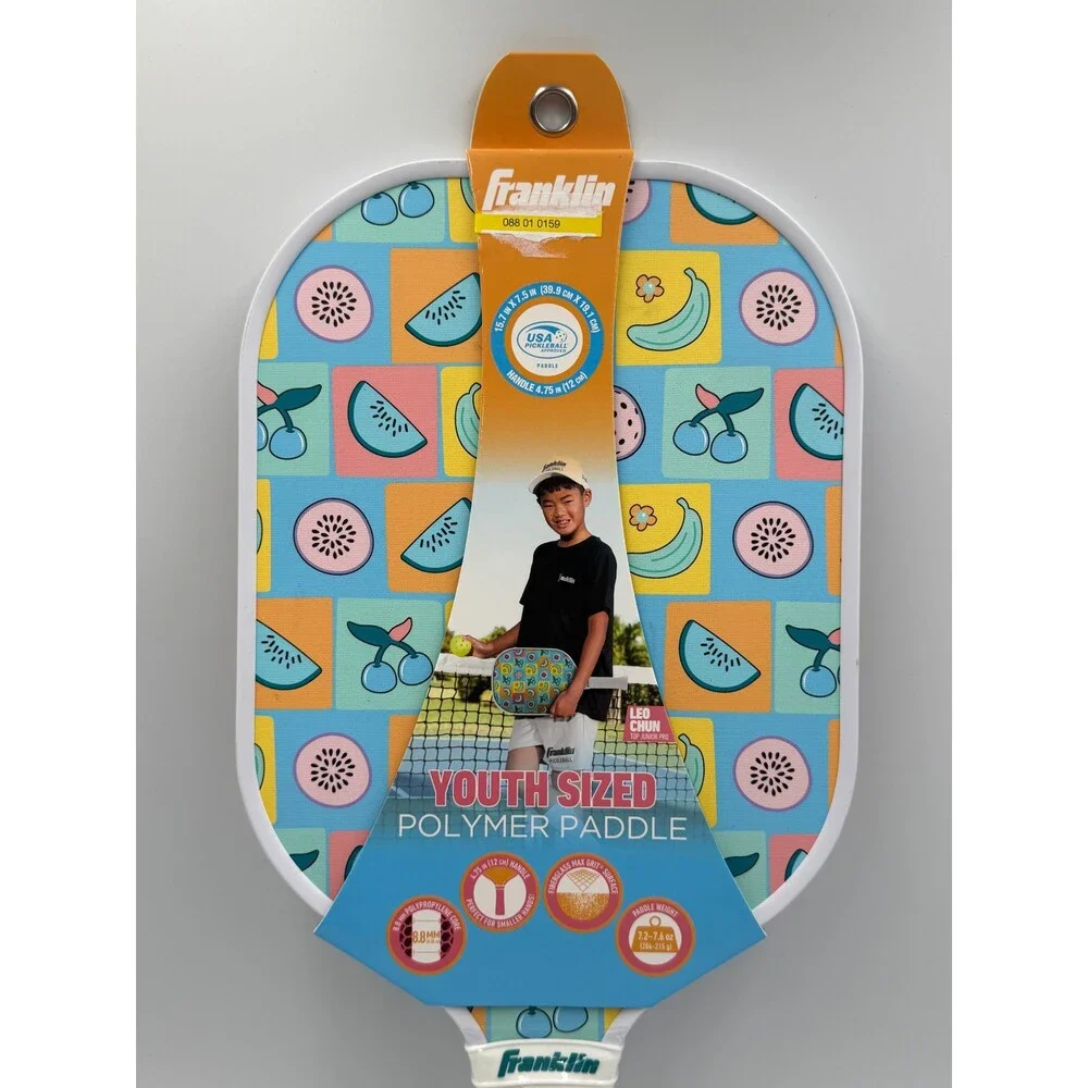 New Franklin Youth Pickleball Paddle Fruit Pattern Polymer Core Leo Chun Racquet